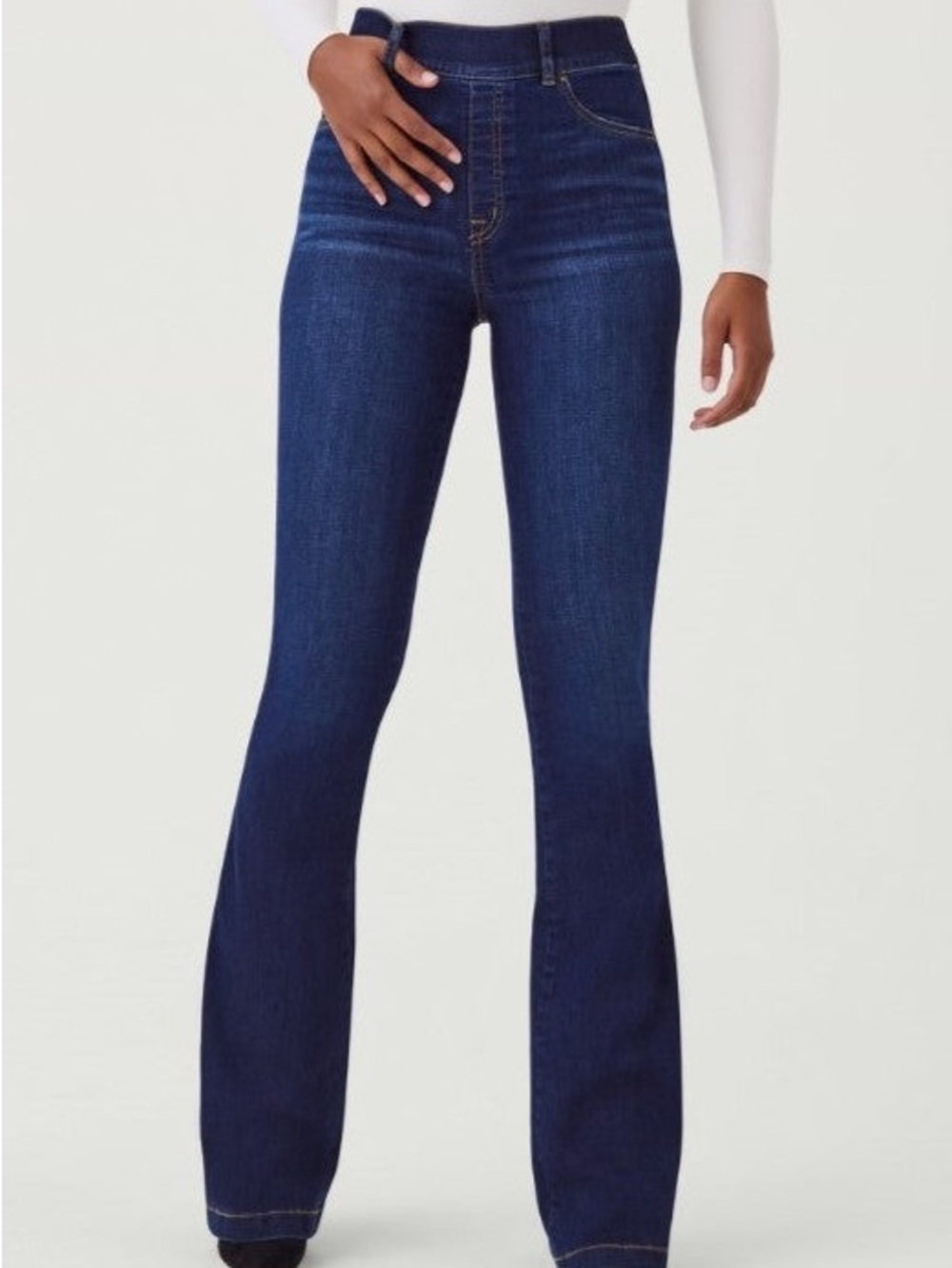 SPANX Dark Blue High-Rise Flare Jeans